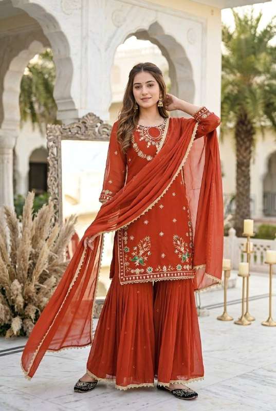  RICH MOTI HANDWORK SHARARA DRESS WEDDING TYPE HEAVY INDIAN TRADITIONAL DEALER ST 252